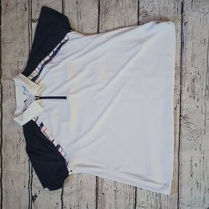 IZOD Golf Women's White Blue Red Zip Polo XL